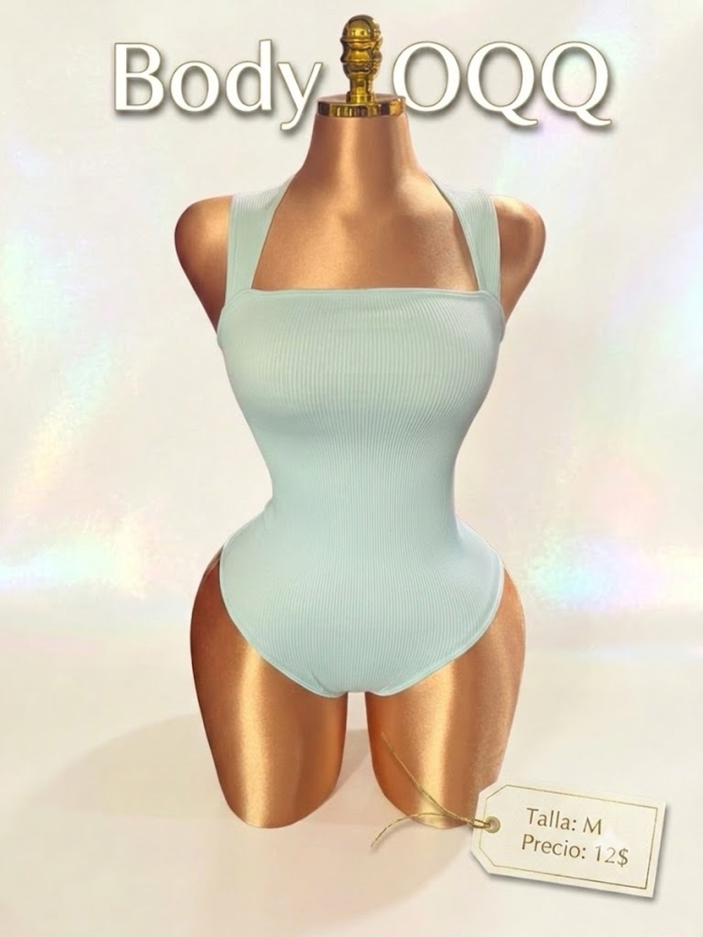 Ribbed One-Piece Bodysuit in Mint Green -